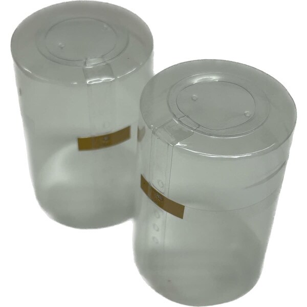 Clear shrink caps with a gold tear tab and clear closed top